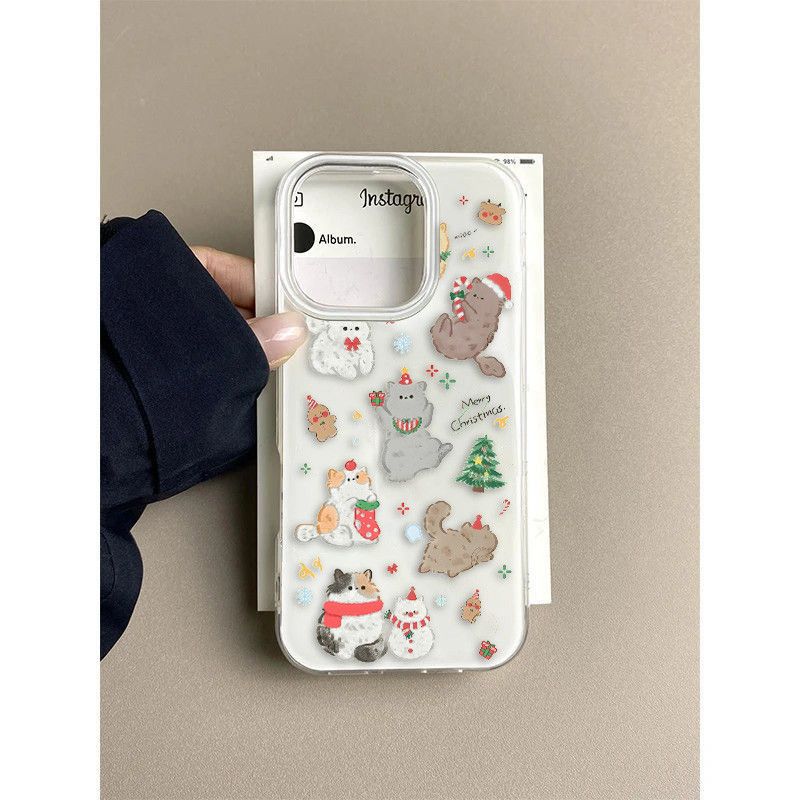 New INS Trendy Christmas Snowman Cute Cat Phone Case For iPhone 17 Air 16 15 14 13 12 11 Pro Max XS Max 78Plus Shockproof Cover