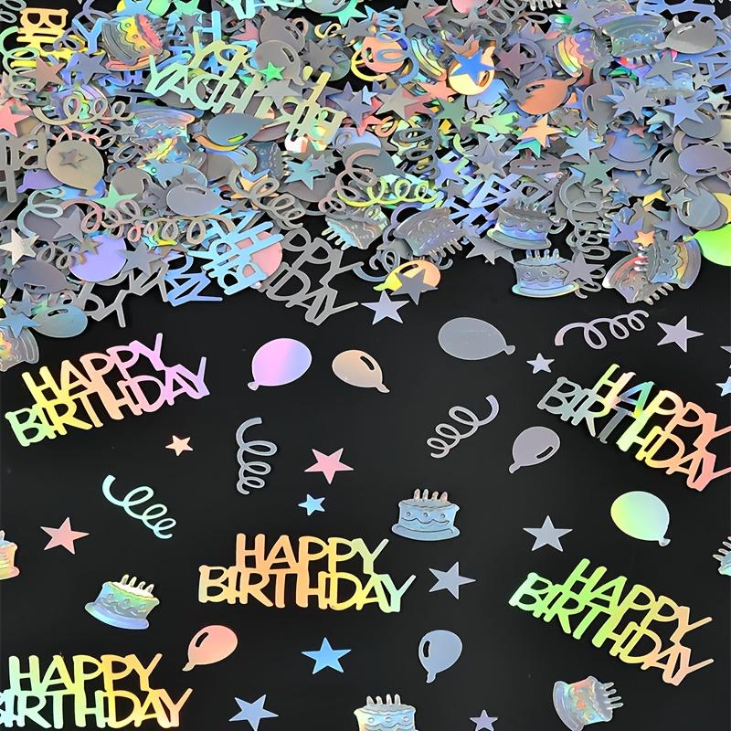 Birthday Party Decoration Rainbow Colored Happy Birthday Scraps Laser Streamers Confetti Circular Ball Cake Letter Shaped