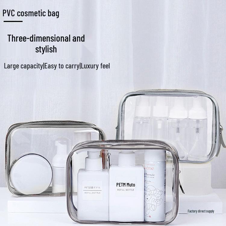 Large Capacity Waterproof Transparent Makeup Bag - Portable Toiletry Organizer for Travel