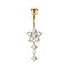 Anneau de nombril Fleur de prunier avec pendentif à franges Fleur de Zircon Bijoux de nombril
