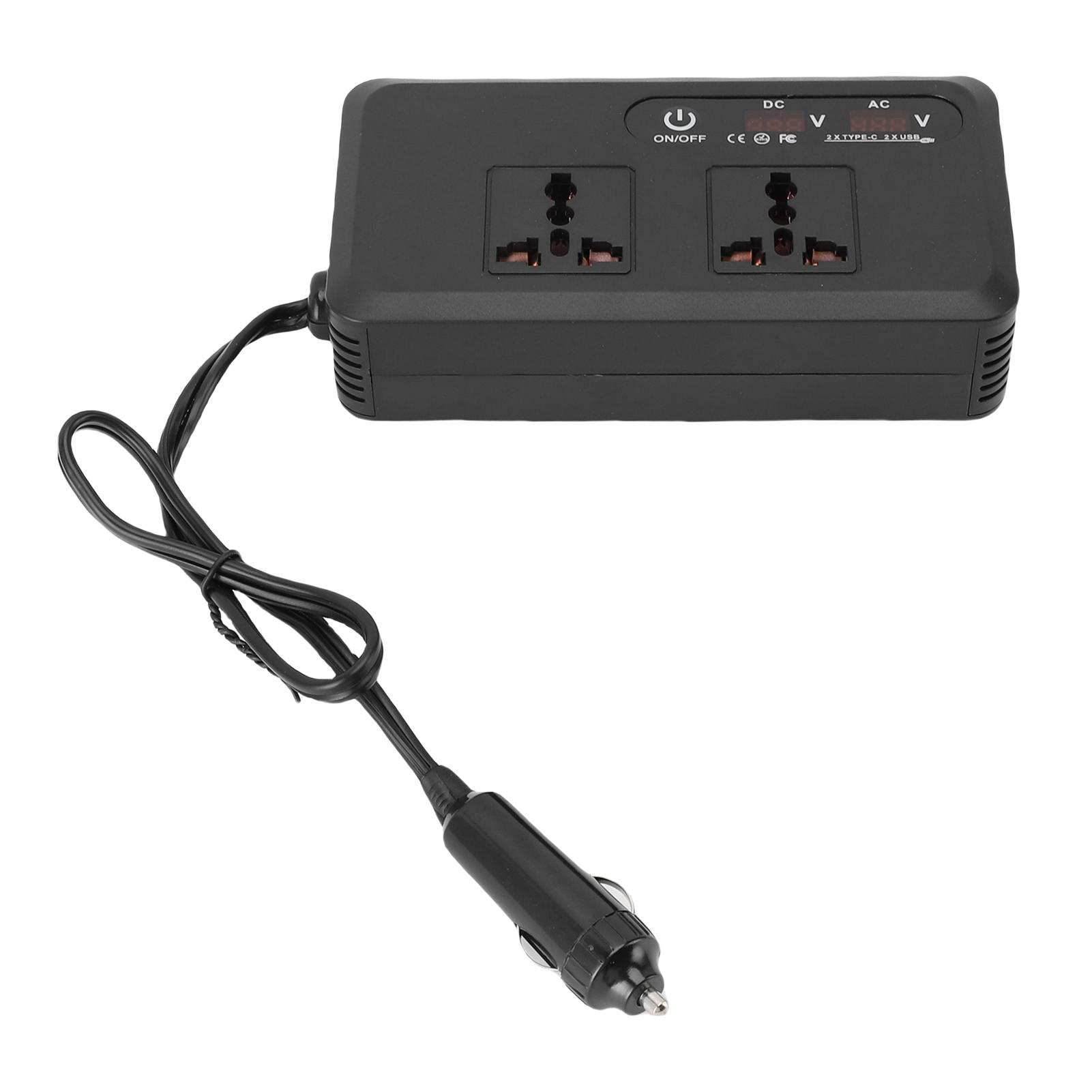 

Автомобильный инвертор постоянного тока 12 В в переменный ток 220 В 200 Вт с гнездом прикуривателя PD 24 Вт QC 24 Вт Быстрая зарядка Реальный