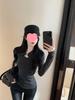 Women's Korean Design Two-Piece Look Long-Sleeve Slim-Fit Base Layer Top for Autumn/Winter