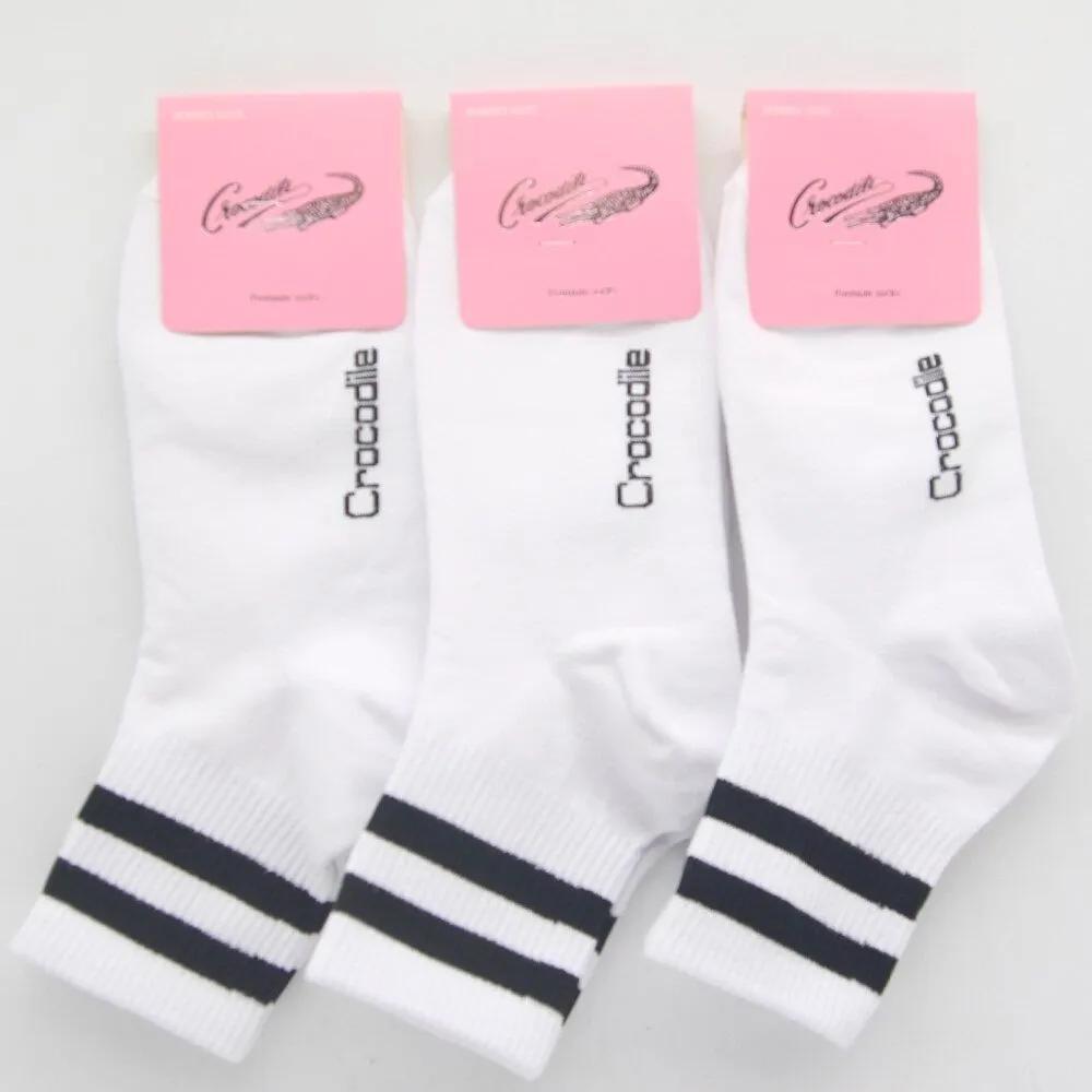 Women s Mid-Calf Socks White Crocodile 3-Pair Set 3 pairs of white