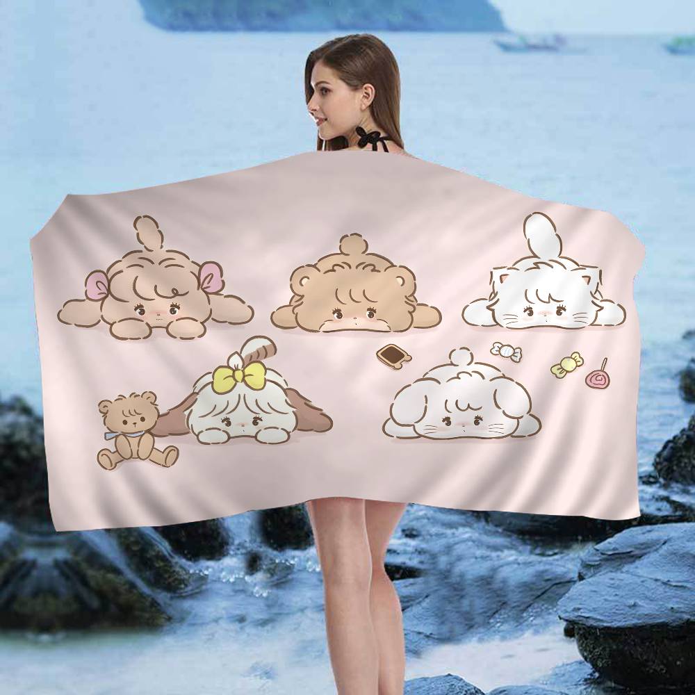 Cute M-Mikko I-Illustrations Bath Towel Microfiber Soft Water Absorbing Breathable For Girl Kids Decorative Cartoon Beach Towel
