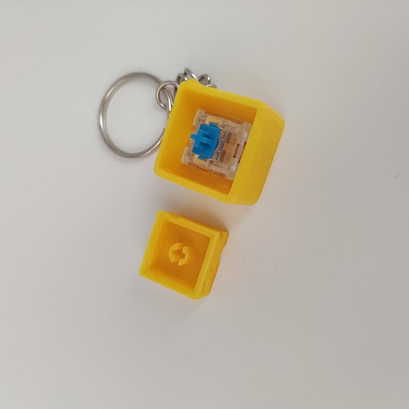 Simulated Cheese Block Fidget Clicker Keychain Creative Stress Relief Press Button Toy Cute Backpack Bag Hanging Ornament
