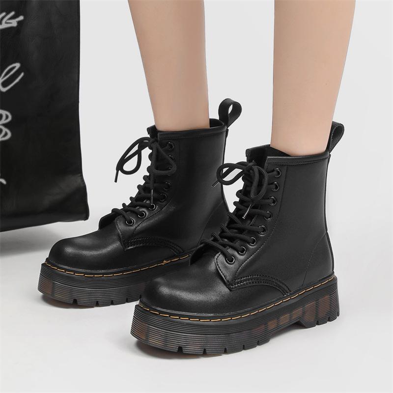 Super yuan thick-soled Martin boots women's 2025 autumn new British style short boots women's heightening soft leather versatile Internet celebrity