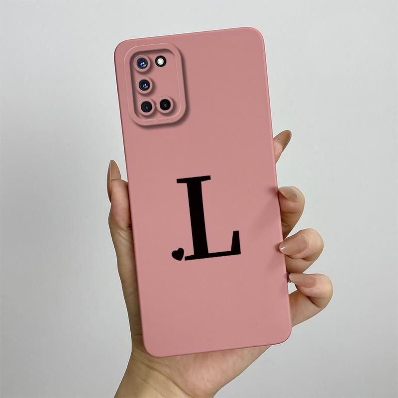 Für OPPO A52 A72 A92 Hülle CPH2061 CPH2067 CPH2059 CPH2069 Handyhülle Niedliche Initialien Quadratisch Stoßfest Silikon Rückseite