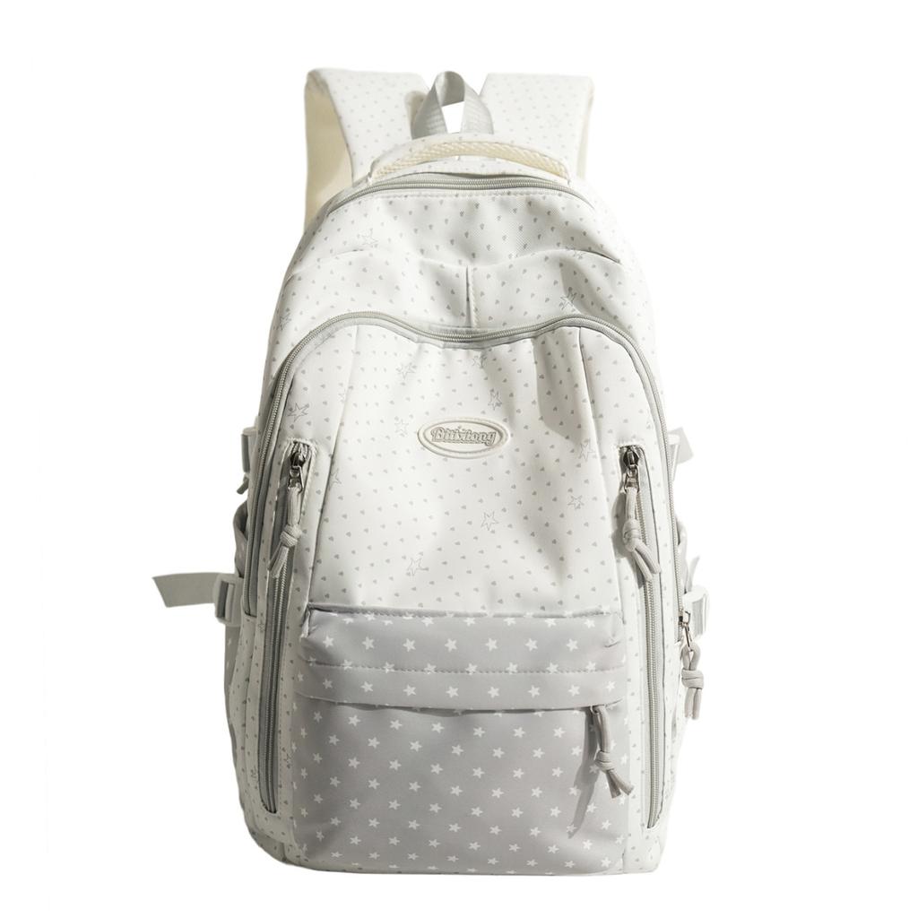 Schoolbag Star Polka Dot Backpack Female College Student School Bag Large Capacity Lightweight Korean Fresh Campus Commuter Versatile Backpack