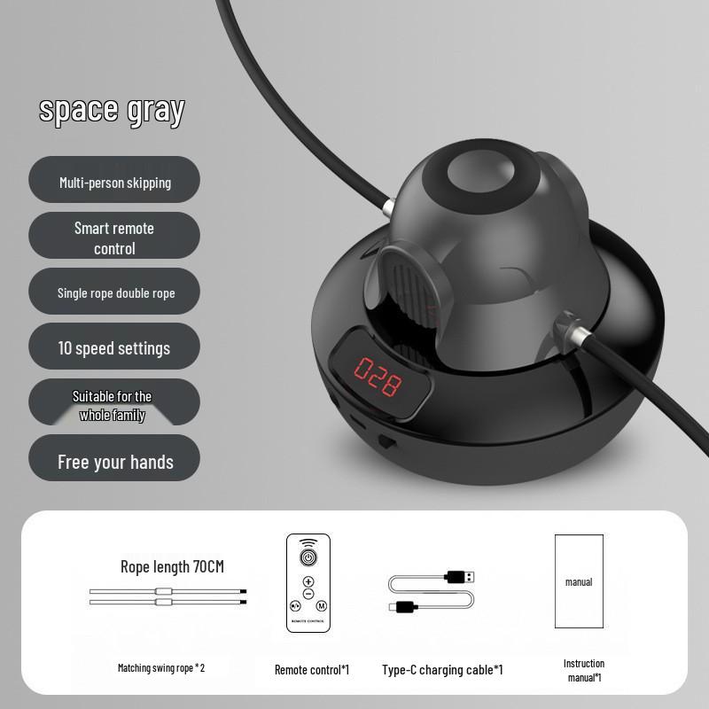 Smart Electric Jump Rope with 10-Level Adjustment & Remote Control Counting for Kids' Training