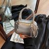 New textured silver small square bag niche versatile large capacity simple shoulder messenger bag bag women