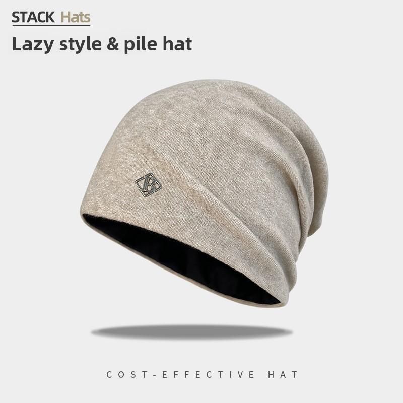 Color Fashionable Solid Pile Up Hat With Letter Decoration For Daily Outdoor