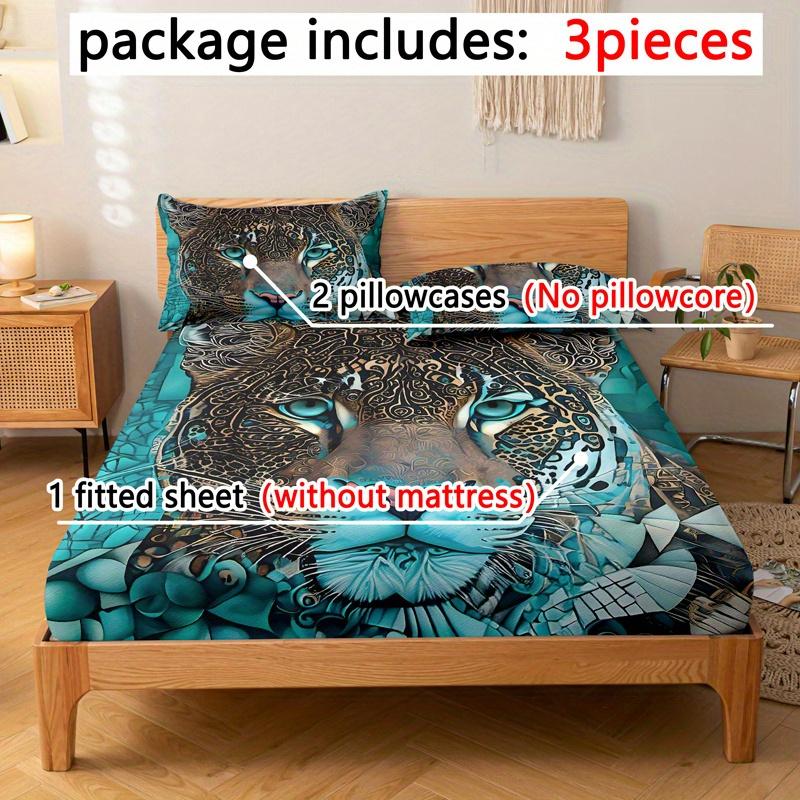 Set of Bed Shets Leopard Patern Soft plus Comfortable Beding Set for Bedrom Guest Rom plus Dormitory Decoration