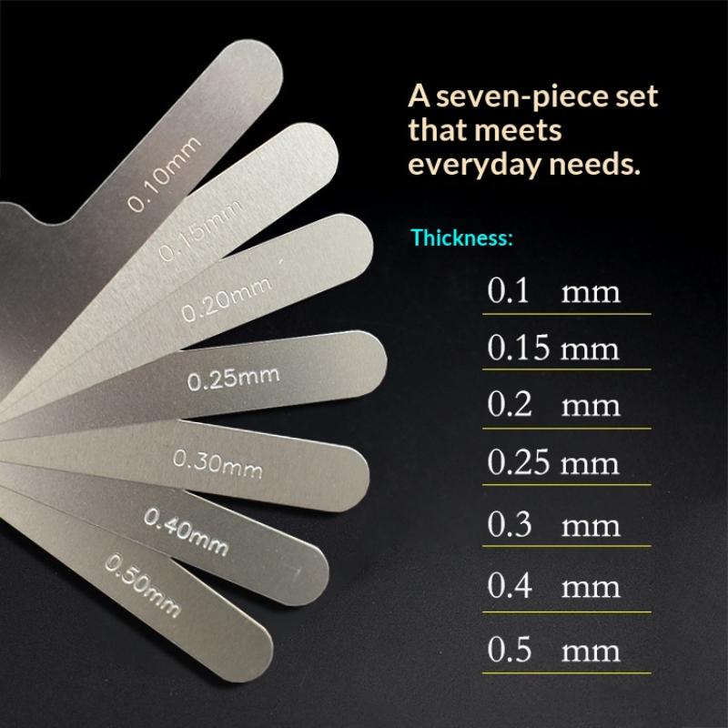 7 Blades Stainless Steel Dental Feeler Gauge Metric Scale Gap Ruler