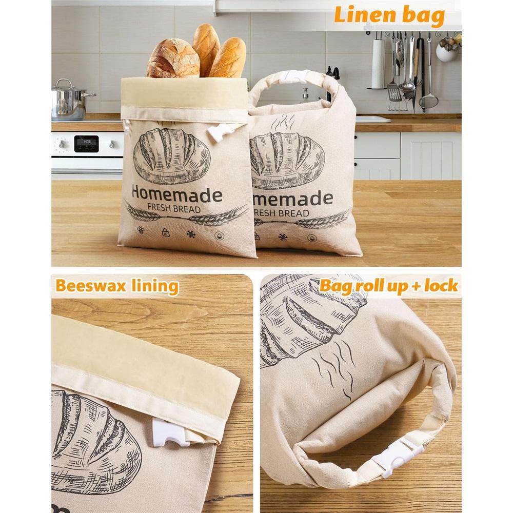1 Packung Bienenwachs Brottaschen für Sauerteig, Wiederverwendbare Bio-Leinen Bienenwachs Brottasche für Hausgemachten Sauerteig 17 x 12,6 Zoll Lebensmittelaufbewahrung Stofftasche