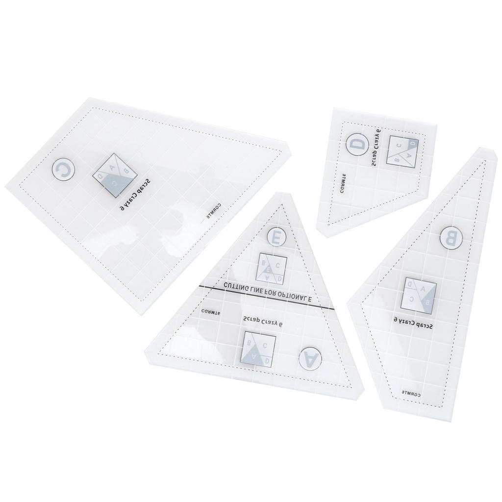 4pcs Quilting Rulers DIY Transparent Acrylic Templates Set for Craft Professional Sewing Gift