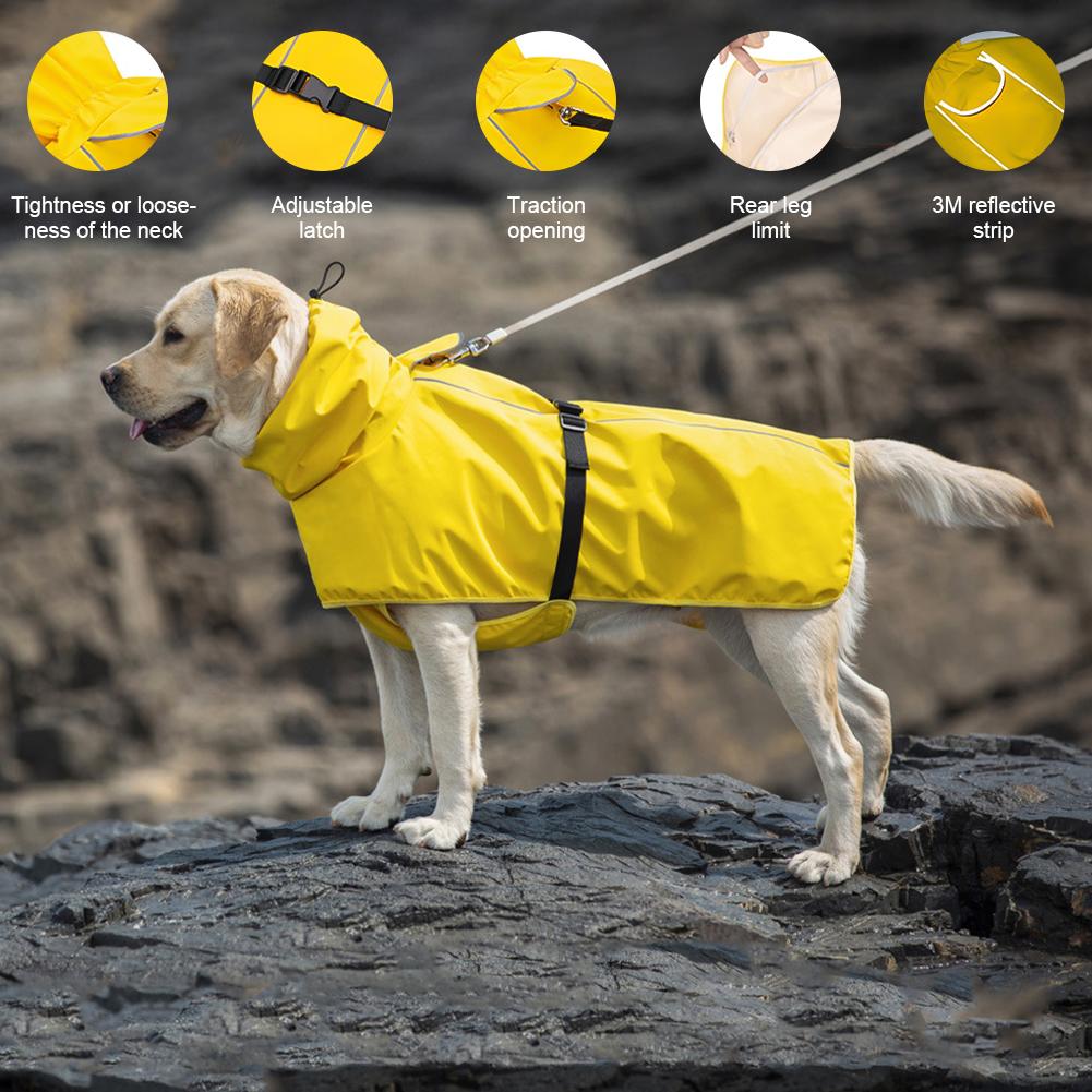XL-7XL Waterproof Pet Dog Clothes Raincoats With Reflective Strip Dogs Rain Coat Outdoor Jackets Pet Supplies