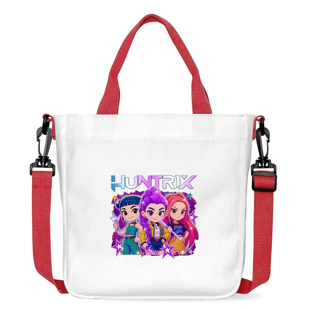 Kids Girls Kpop Hunters Derpy Rumi Zoey Mira Printed Student Lightweight Crossbody Bag Casual Canvas Shoulder Bags
