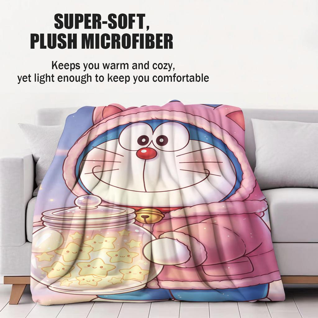 Doraemon Holds Jar Filled With Stars Print Blanket For Office Travel Comfort Leisure Camp Multifunctional Universal Blanket Gife