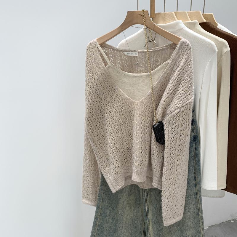Langman Korean Lazy Style Knit Camisole Two-Piece Set - Autumn/Winter 2025 New Arrival M