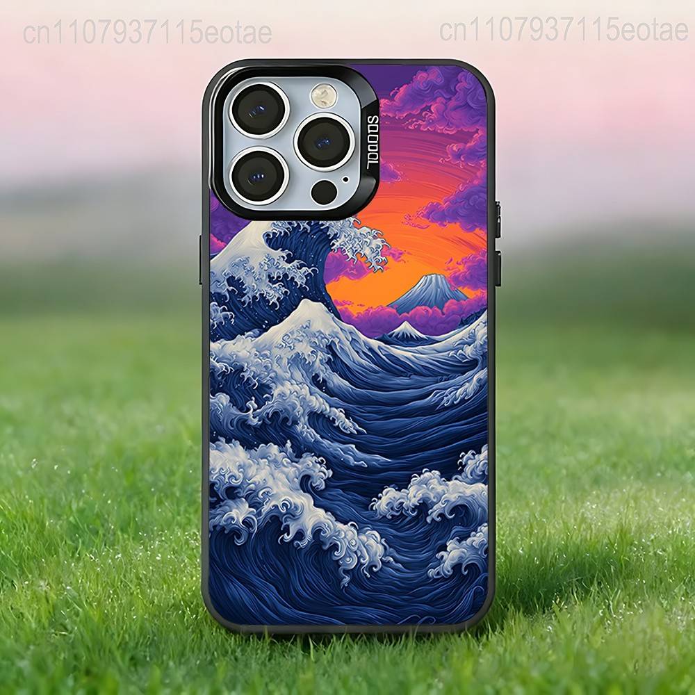 La Grande Onda di Kanagawa Custodia per Telefono Per iPhone 17,16,15,14,13,12,11,Pro,Max,Plus,E,Air,Mini Cover Nera IMD