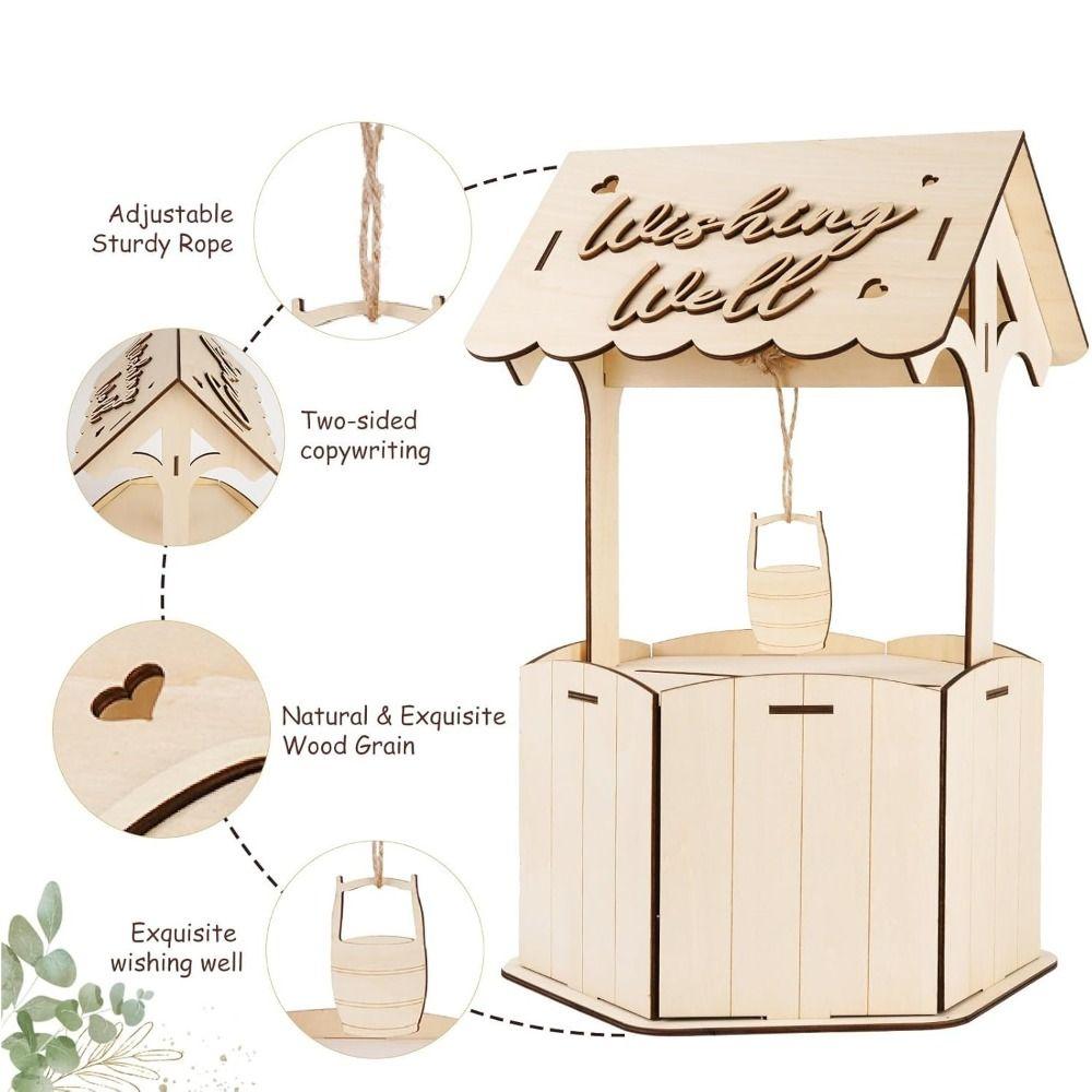 Trähantverk önskningar Bröllopskortlåda Naturlig Mottagningslåda Träpresentkortlåda Födelsedag Babyshower