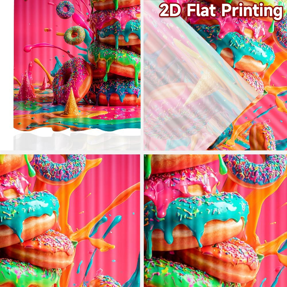 2D flat printing 2pcs Party Window Curtains Colorful Doughnut Splash Party Digital Printed Polyester Drapes Seasonal Party &
