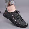 Summer New Men's Sandals Leather Casual Shoes Fashion Versatile Hollow Bag Head Breathable Hole Shoes Men's Shoes Soft