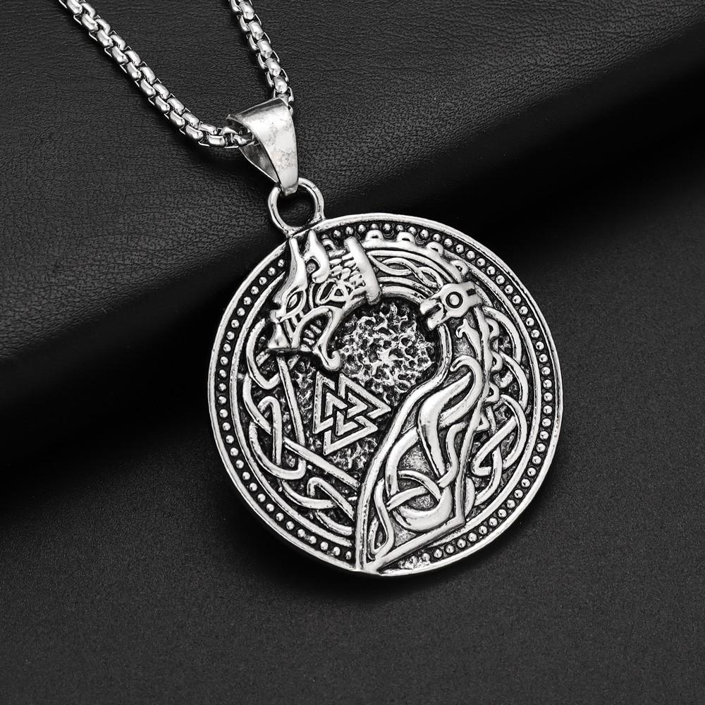 Nordic Viking Wolf Head Men's Hip-hop Necklace Ins High-end