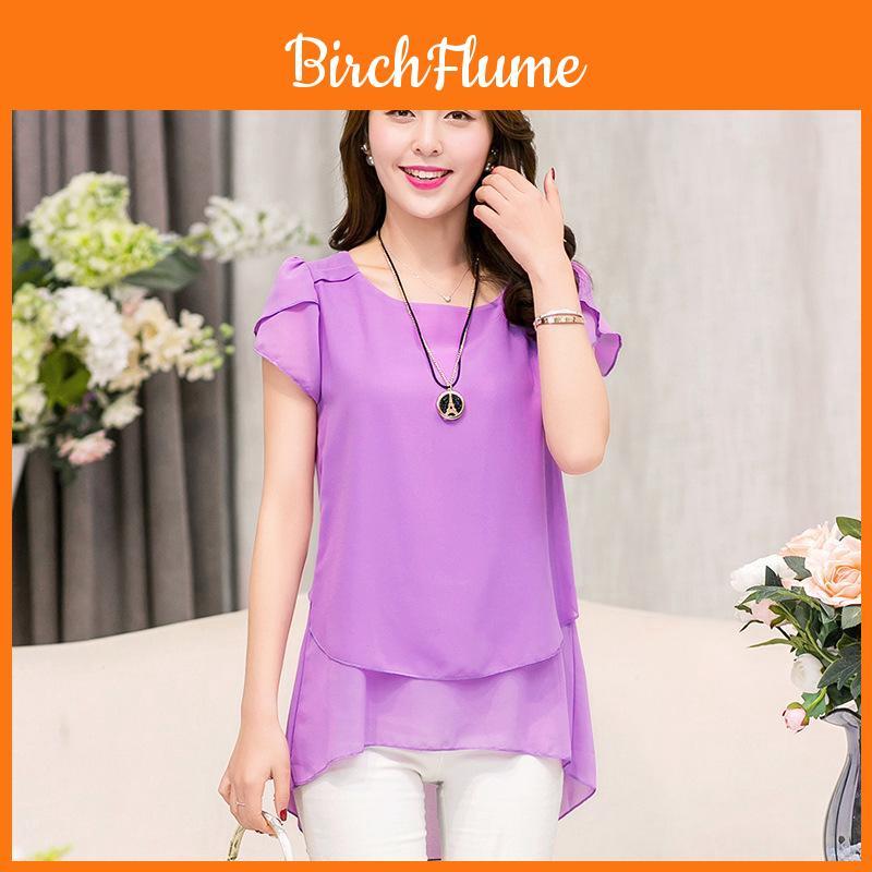 New Fashion Women's Loose Casual Chiffon Summer Short Sleeve T-shirt Blouse Elegant And Breezy