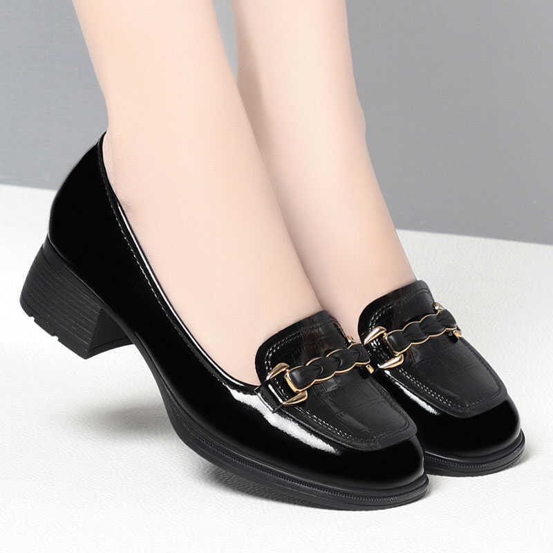 Women s Shoes with A Sophisticated Chunky Heel, Comfortable and Stylish Mid-heel, Lightweight and Breathable 35