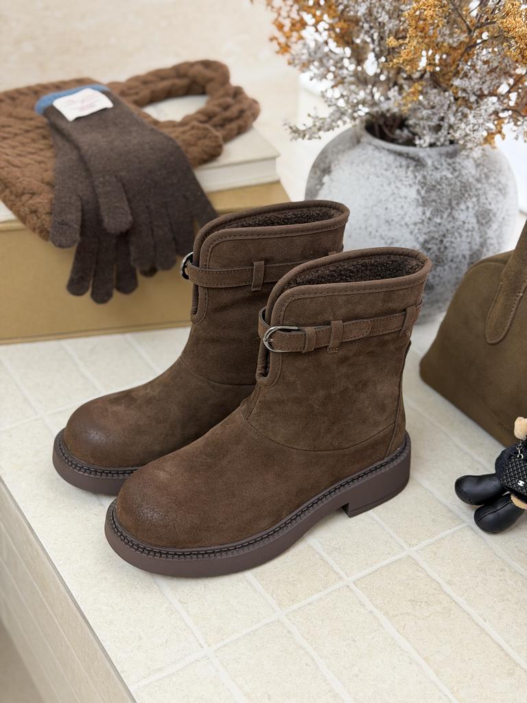 Leather Thick-soled Martin Boots Women's New Winter Fashion Versatile Lightweight Soft-soled Casual Velvet Short Boots