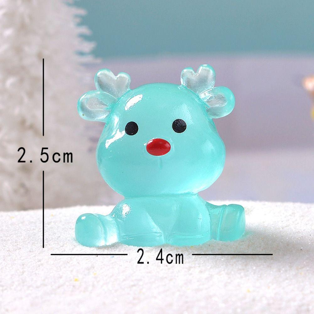 Mini Elk Miniature Figurines Cartoon Deer Statue Christmas Luminous Sitting Elk  Home Car Decor