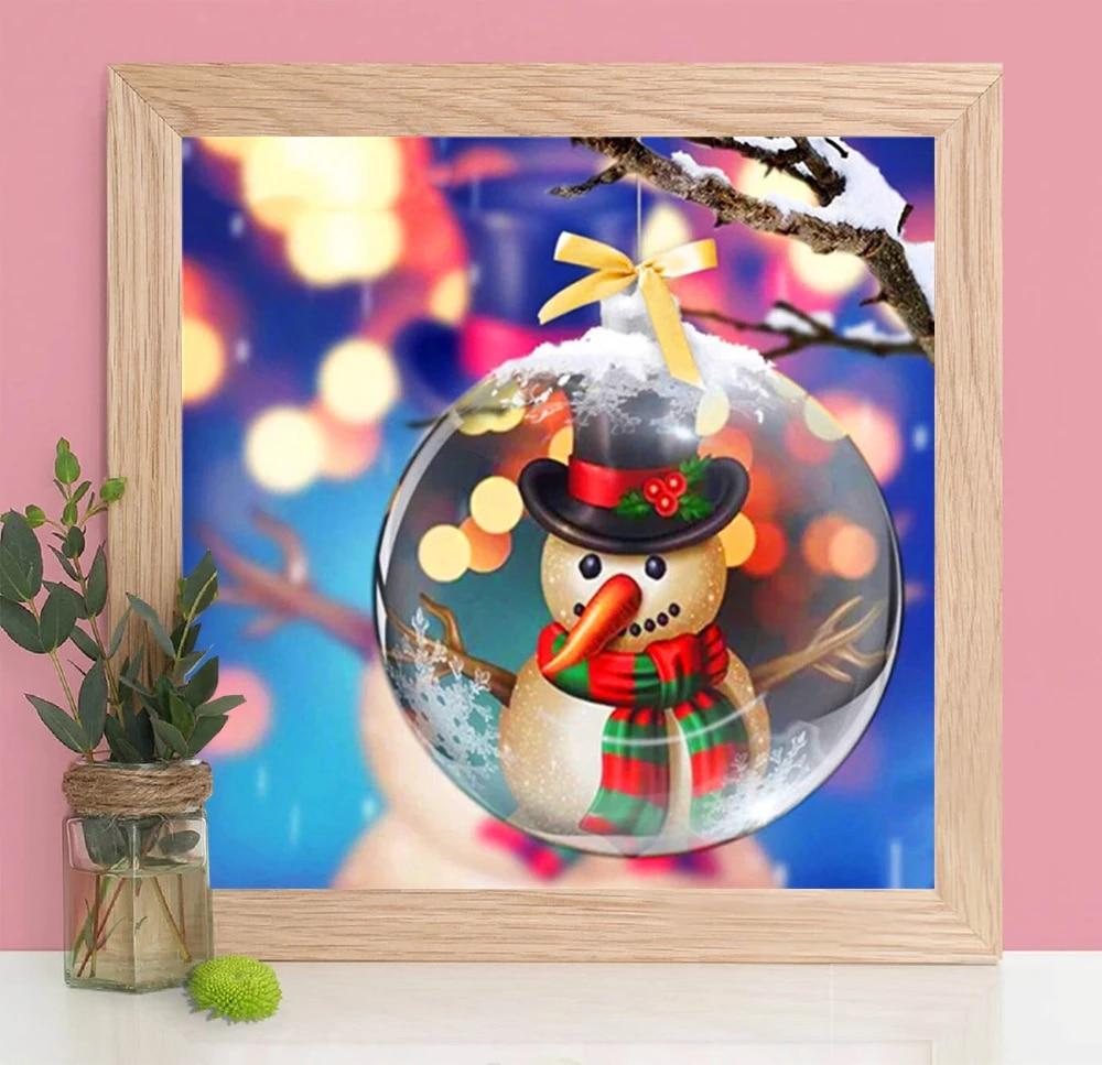 Pătrat rotund Burghiu 5D pictură cu diamant Om de zăpadă de Crăciun Meșteșuguri ecologice Broderie cu diamant Peisaj Wal Art