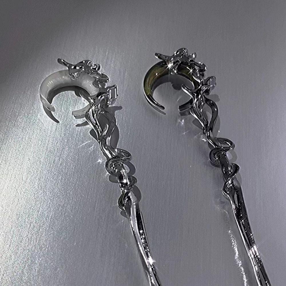 New Chinese Hair Accessories Vintage Moonstone Hair Clips Tassel Metal Hairpin Hair Sticks Chopsticks Hair Accessories New