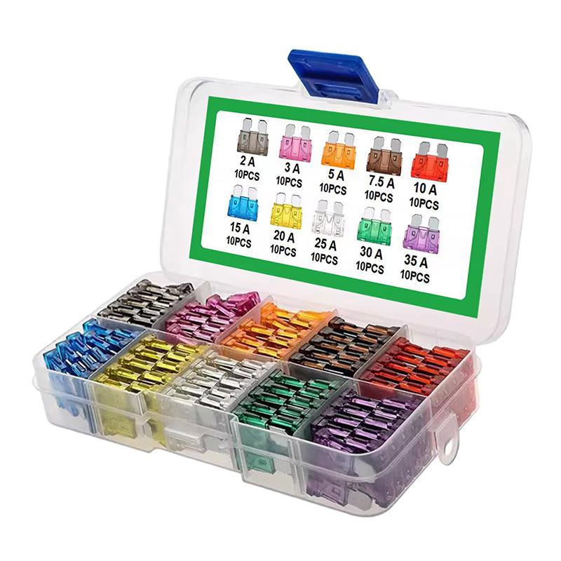 100Pcs 15A 20A 25A 30A 35A 10 Types Car Fuse Assortment With Box Auto Fuse Set Blade Type Fuse Assorted Kit