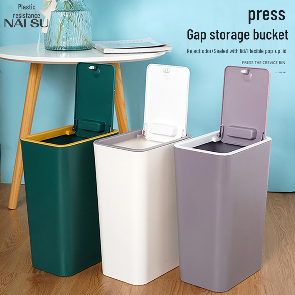 Press-Lid Trash Can: Large Capacity for Bathroom, Bedroom, or Living Room