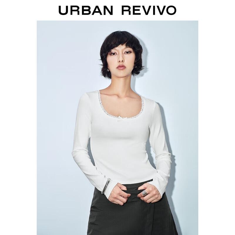 UR Women s Lace Bow Long Sleeve Slim Fit T-shirt L