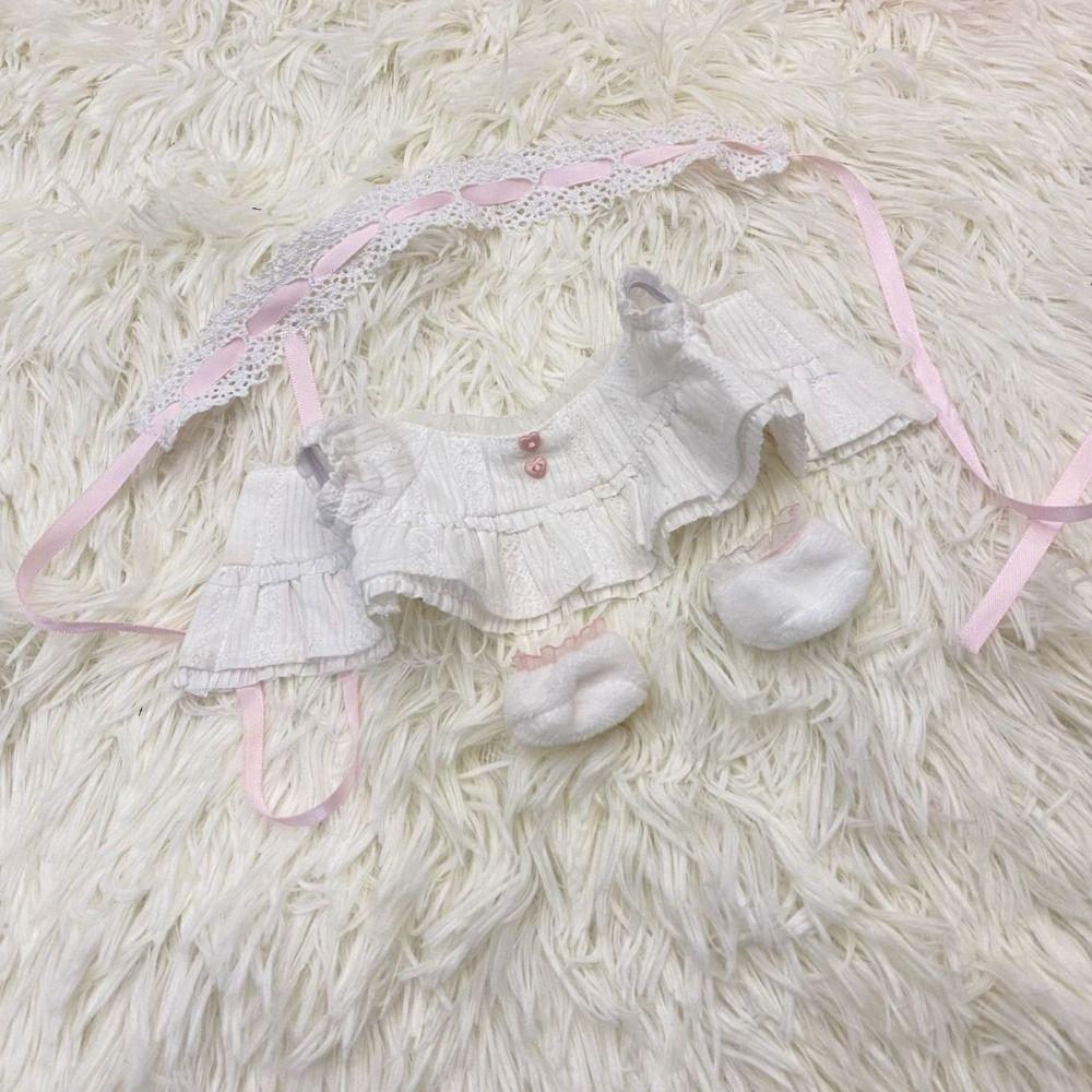 Lolita 20cm Cotton Doll  Dress Head Cover Plush Toy Clothes Cotton Doll Clothes  Doll Accessories