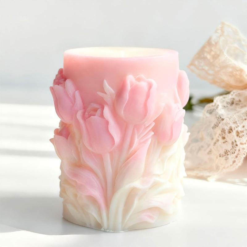 Embossed Flower Candle Silicone Molds Food Grade Silicone Easy Demold for Epoxy Resin Candle Soap Chocolate Baking Mould