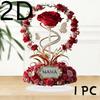 2D Acryl Ornament Rotes Rosenmuster Rosen Mutter Flach Elegant Schreibtisch Deko Filial An Mutter Geschenke Ein Geschenk für eine Freundin
