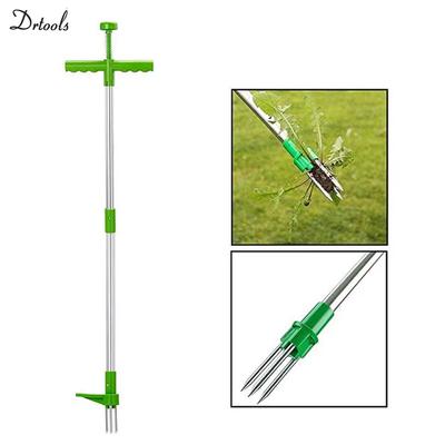 Removedor de ervas daninhas portátil, ferramenta de remoção de raízes com 3 garras e pedal, cabo longo, ferramenta de remoção de ervas daninhas para jardim, quintal, grama