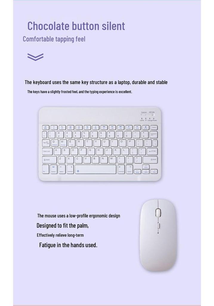 Jingzun Bluetooth 10-Inch Keyboard & Mouse Set for iPad and Tablets with Touch Control & Personalized Color Printing