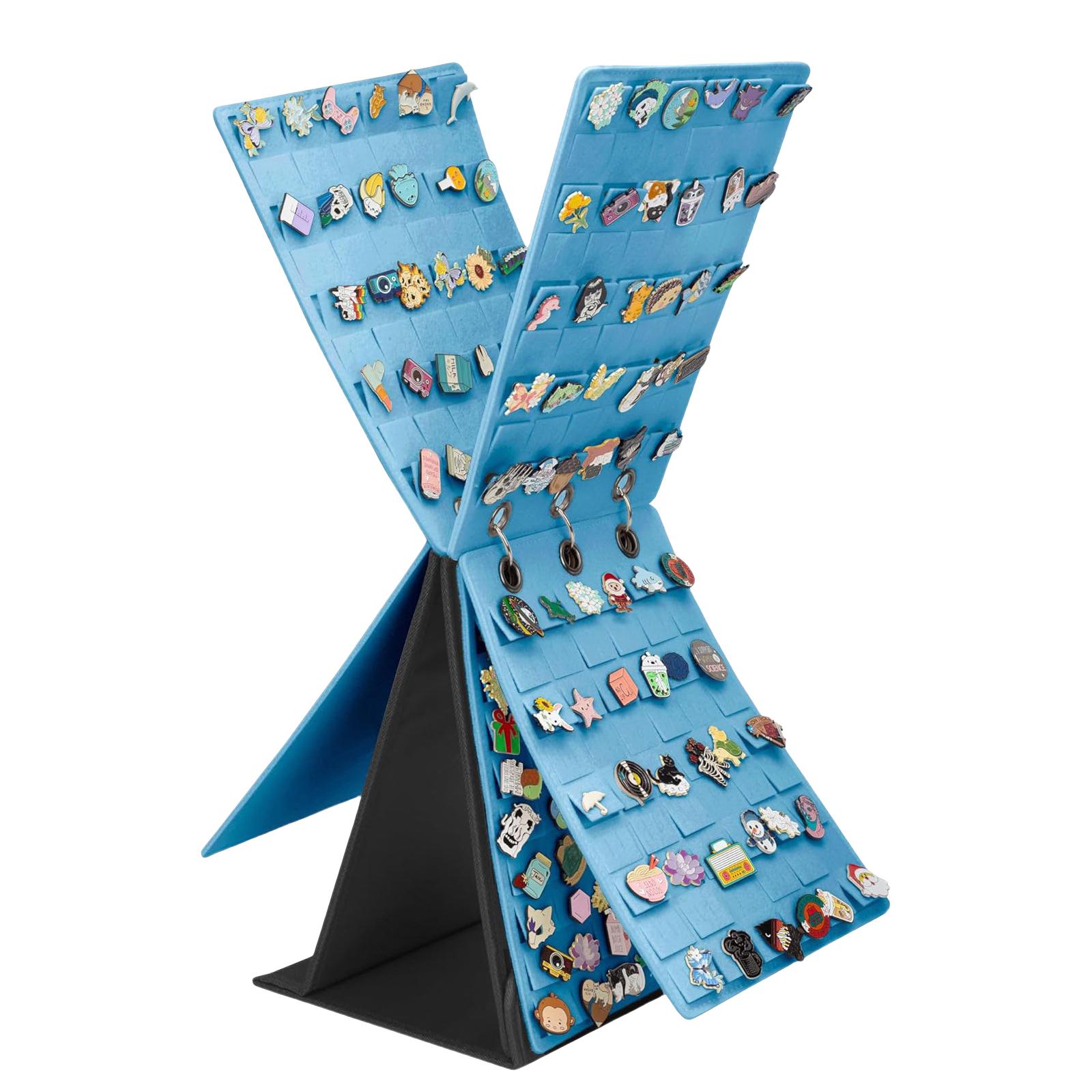 

Прочная фетровая подставка для брошей с вращающимися дизайнами, компактная настольная витрина для ювелирных аксессуаров небесно-голубой