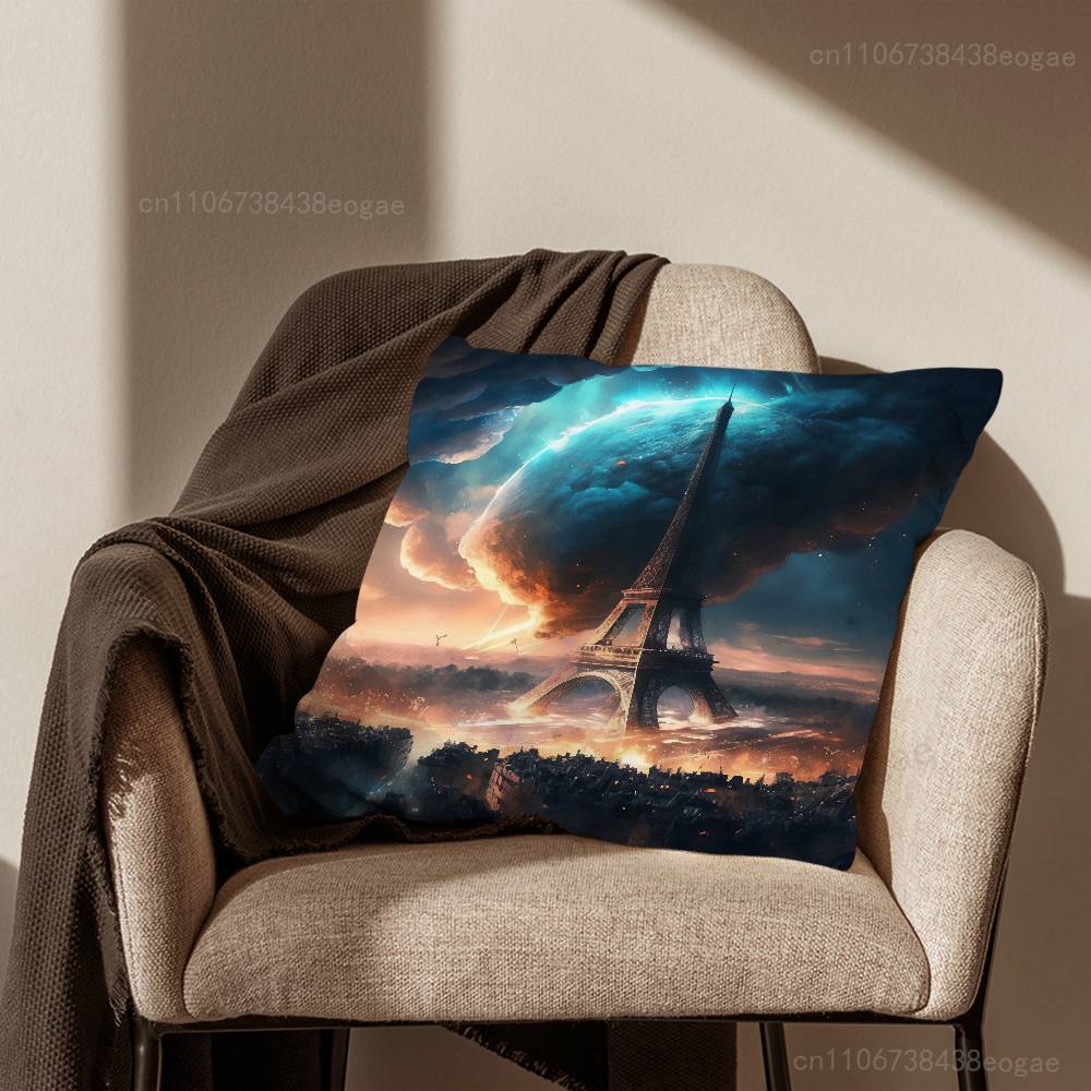 Paris Art Eiffel Tower Throw Pillow Case For 45*45cm,55*55cm,30*30cm,Car Pillowcase Home Bedchamber Decor Gift