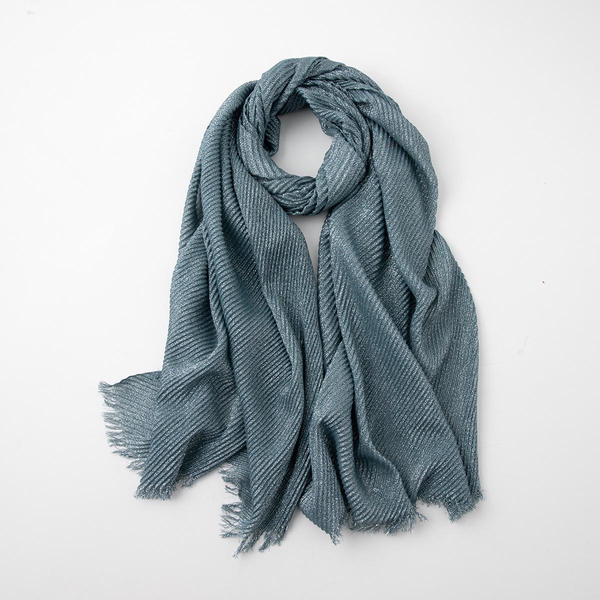 Wrinkled Gold & Silver Thread Scarf: Large, Single-Color Headscarf/Beach Towel 70x185 cm