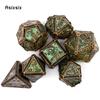 7 Pcs Copper Green Skull Metal Dice Solid Metal Polyhedral Dice Set Suitable for Role-Playing RPG  Board Game Card Game