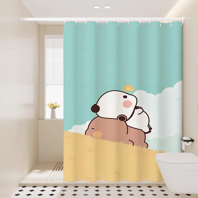 Cute Shower Curtain Thickened Waterproof Bathroom Bathroom Bathroom Bath Shower Dry And Wet Separation Hanging Curtain