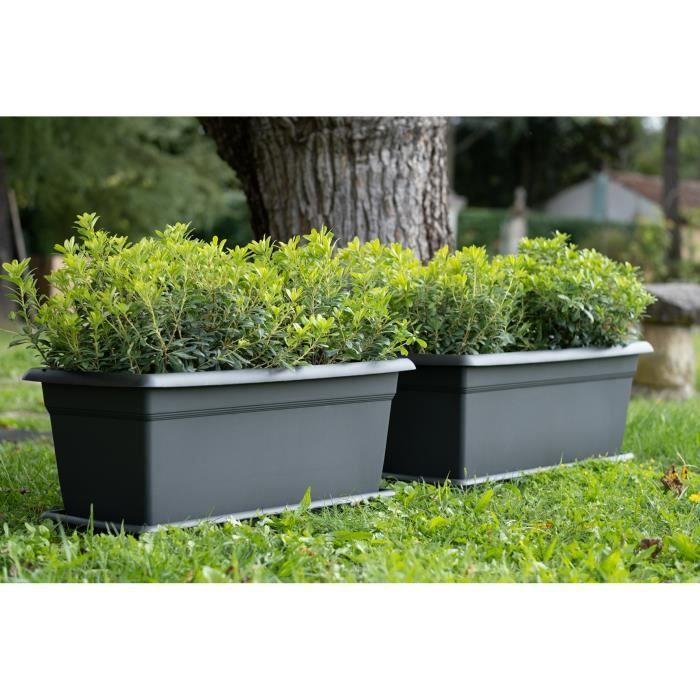 STEFANPLAST Bac a fleur/Jardiniere rectangulaire MEDITERRANEO - 110L - 100x45x40H cm - Plastique - Anthracite