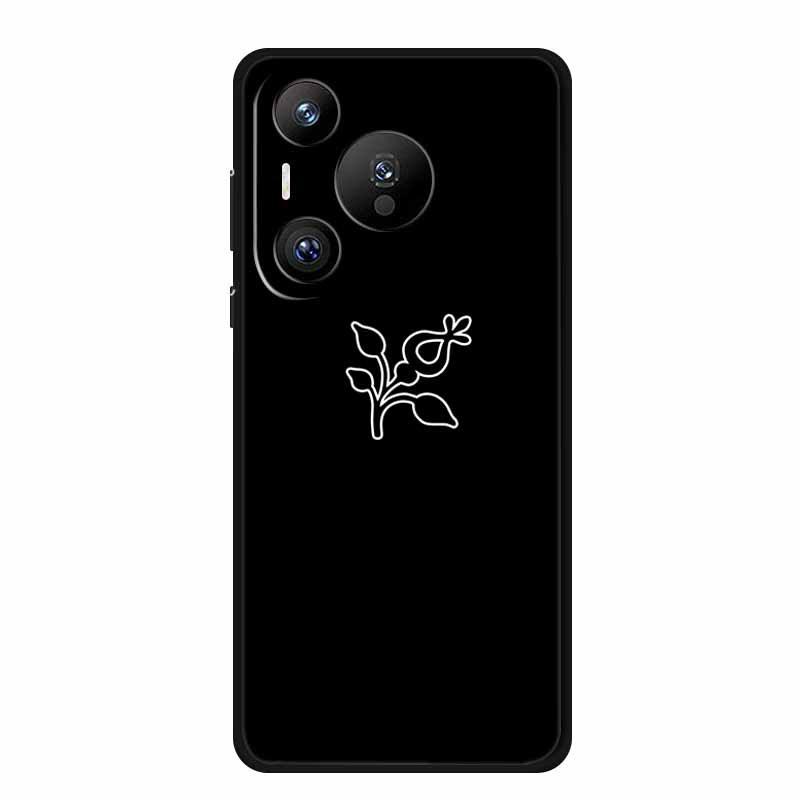 Compatible with Huawei Pura 70 Pro: Black TPU Soft Shell Phone Case with Simple Lines