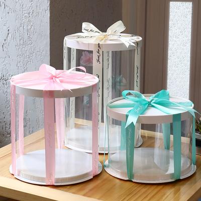 Hot Round Type Cake Box Transparent Cylindrical Pattern Cake Box for Party Surpise Gift Dustproof Exhibition Storage Box Package